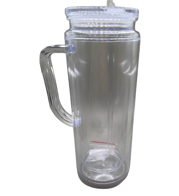 20 oz acrylic tumbler with handle and customizable lid and straw